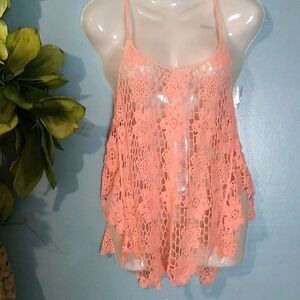 Love tree crocheted lace tank sz sm
